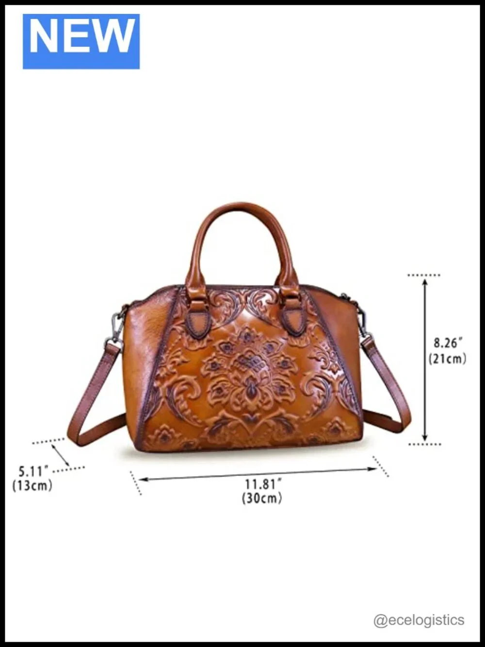 Genuine Leather Vintage Embossed Hobo Satchel Crossbody Handbag